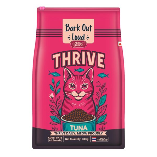 Thrive - Bark Out Loud Real Tuna Fish Dry Cat Food | Antioxidants, Omega, Multivitamins | Yucca for Digestion 1.8 Kg