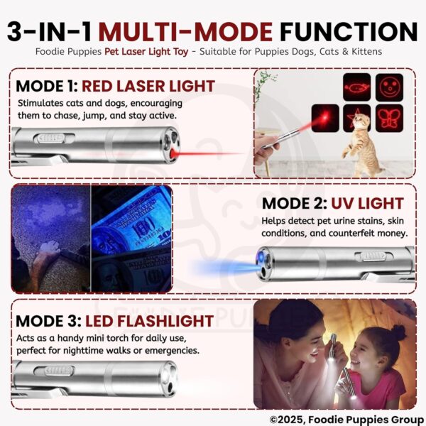 818b7YKwbaL._SL1500_.jpg Foodie Puppies 3 in 1 USB Laser Pointer Cat Teasing Toy with 5 Adjustable Patterns I Pet Chaser Tease Stick Pointer Toys for Cats, Kitten, Puppies & Dogs I Fun Exercise & Training for Indoor & Outdoor