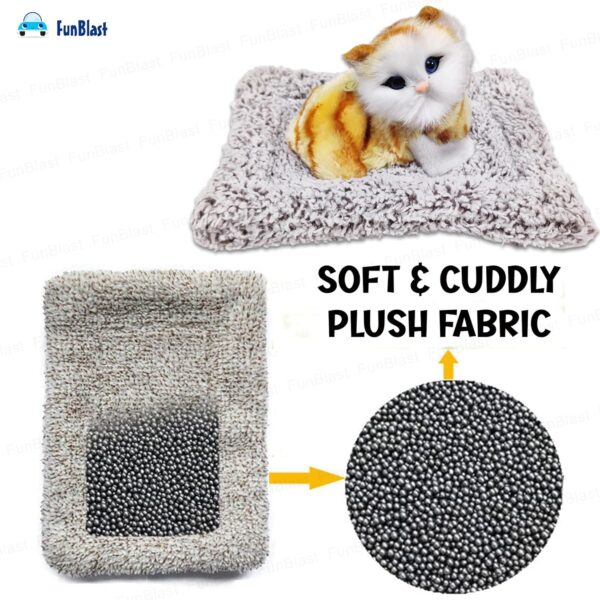 FunBlast Cute Cat Plush Toy with Meow Sound, Toy Accessories for Car Dashboard & Home Décor, Gift for Kids, Realistic Cat Pet Toys with Bed