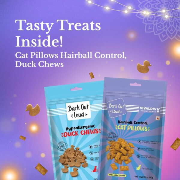 BARK OUT LOUD Festive Gift Box for Cats | Premium Gift Hamper with Duck Chews, Tuna & Chicken Mousse, Cat Pillows & Calming Supplements | Ideal Gift for All Cat Breeds & Ages