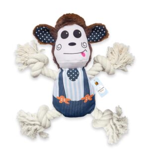 Foodie Puppies Monkey Crinkle Paper Rope Plush Toy for Dogs Foodie Puppies Monkey Crinkle Paper Rope Plush Toy for Dogs | Non-Toxic, Soft, Stuffed Interactive Cute Squeaky, Teething Rope Dog Toys | Plush Dog Toys for Small to Medium Dogs