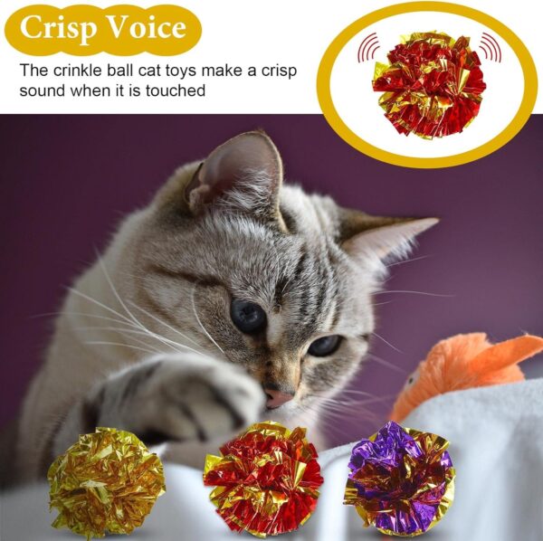 819NFV4ygrL._SL1500_.jpg KUTKUT 12Pcs Crinkle Balls for Cats, Shiny and Stress Buster Crinkler, Suitable for Multiple Cats' Play, Ideal for Kittens and Grown-up Cats