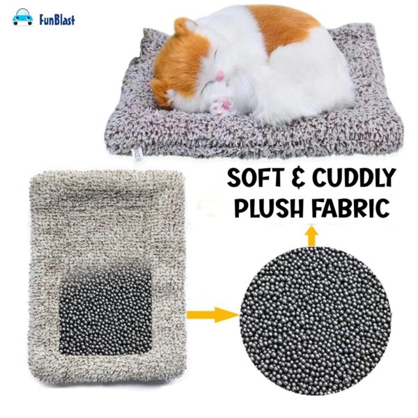 FunBlast Cute Sleeping Cat Plush Toy with Meow Sound, Gift for Kids, Toy Accessories for Car Dashboard (Brown-2)