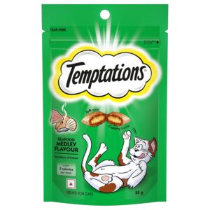 Temptations Crunchy Cat Treats, Seafood Medley Flavour, 85 g, Goodness of Protein, Vitamins & Minerals, Soft Inside Crunchy Outside, Adult, Chunk