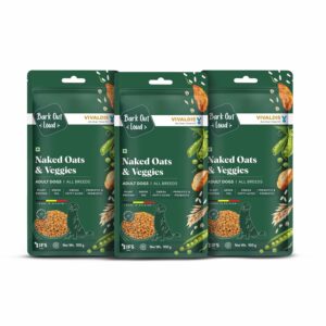 Bark Out Loud Veg Adult Dog Food for Medium & Large Breeds - Naked Oats & Veggies High Protein, Prebiotics, Vitamins & Fibre 100% Vegetarian Dry Dog Food- 300 Gm