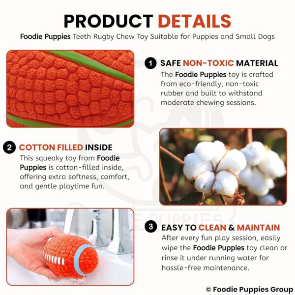 Foodie Puppies Interactive Latex Squeaky Chew Toy for Small to Medium Dogs (Teeth Rugby - Large) | Durable, Non-Toxic, Soft, Floating, Bouncing Pet Toy I Reduce Separation Anxiety (Design May Vary)