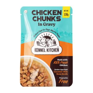 Kennel Kitchen Chicken Chunks in Gravy, 130g (Pack of 1) Kennel Kitchen Chicken Chunks in Gravy, 130g (Pack of 1) | Wet Dog Food for Adult & Puppy | Dog Food Gravy with Regionally Sourced Fresh Chicken | Free from Artificial Colours & Preservatives