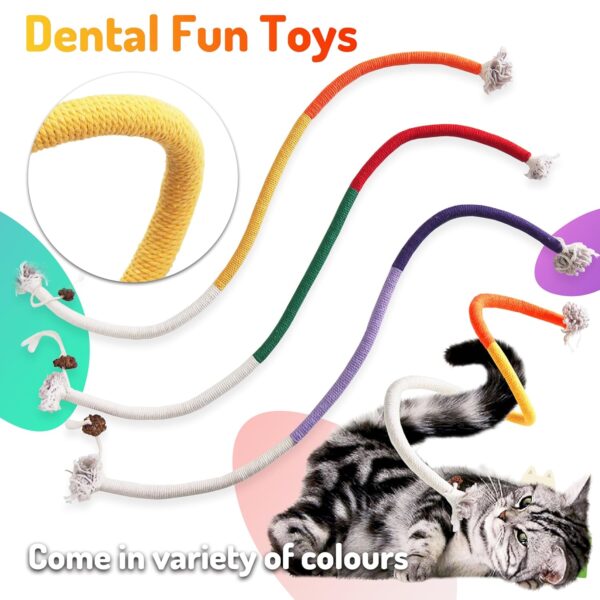 3Pcs Catnip Rope Toys, Durable Cotton Cat Playing Toys, Cat Chew Rope Toy, Natural Gall Fruit Catnip, Cotton Rope Interactive Kitten Toy for Teeth Cleaning & Boredom Relief