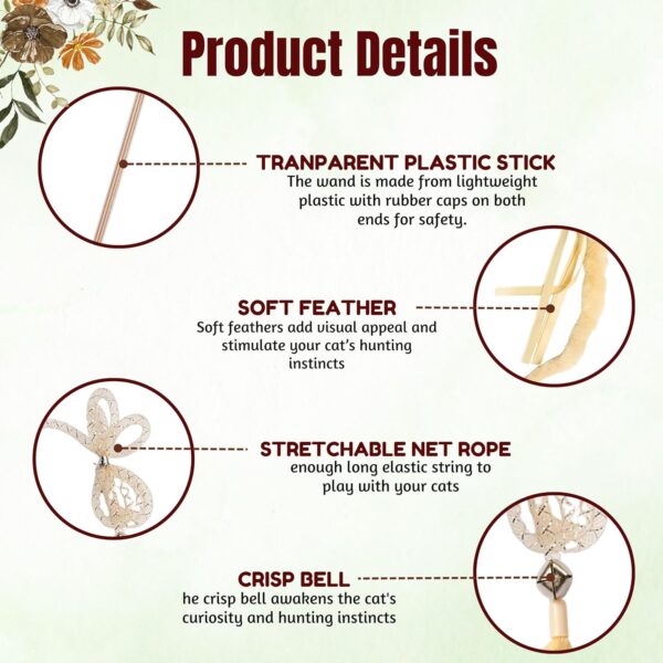 Foodie Puppies Interactive Plastic Cat Teaser Stick with Woolly Furry Tail Attachment Toy for Cats and Kittens | Indoor and Outdoor Play & Exercise | Size: 41cm