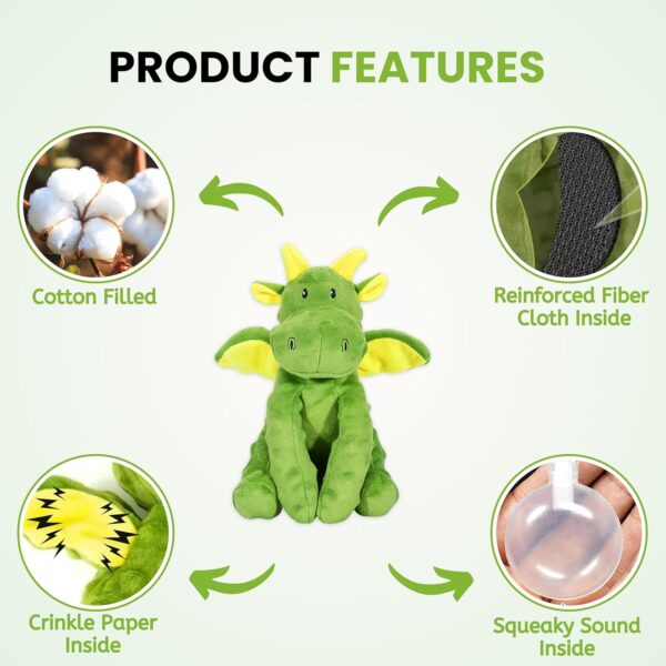 Foodie Puppies Interactive Dog Squeaky Plush Toy - (Green Bubble Dragon) | Crinkle Papered, Cotton Stuffed Chew Toy for Teething, Cuddling, Playing and Training | for Puppies & Small Dogs (Size: 20cm)