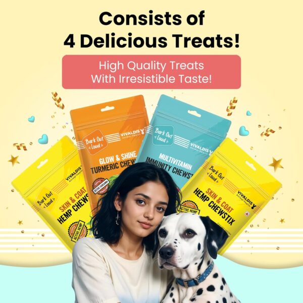 81CT3uND90L._SL1500_.jpg BARK OUT LOUD By Vivaldis - Perfect Treat Stick Gift Box For Dog And Cat, Contains 4 Delicious Dog Treats For All Life Stages, Chicken Flavor (Pack Of 4)