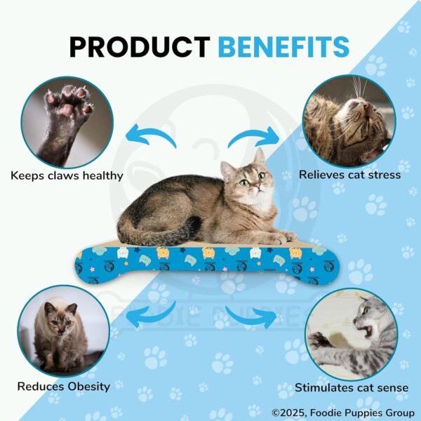 Foodie Puppies 2-in-1 Reversible Cat Scratcher Pad with Catnip for Cats & Kittens, (Couch Scratcher) | Durable Corrugated Cardboard Cat Scratching Board | Scratch Pad Furniture Protection, Play & Rest