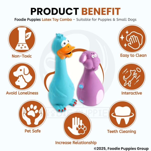 Foodie Puppies Latex Squeaky Dog Toys Combo - (Purple Elephant and Blue Duck) Animal Design, Fetch & Chew Safe Play Toy | Suitable for Cats, Kitten, Small to Medium Dogs & Puppies
