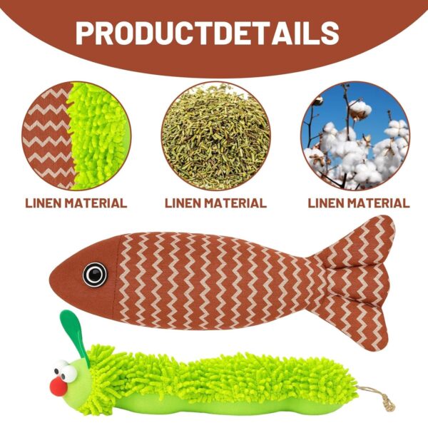 Catnip Toys for Cats, 2PCS Kitten Toys with Catnip, Catnips Cat Toys for Indoor Cats & Kittens, Interactive Plush Caterpillar & Fish, Teething Relief & Boredom Buster, Natural Catnips Attraction