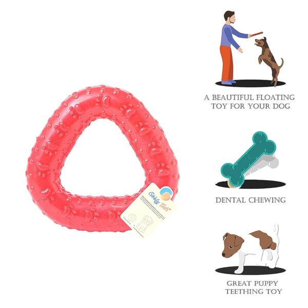 Goofy Tails 4 Rubber Chew Toy Combo for Dogs, Flavoured Bone, Hole Ball, Spike Ball and Trio Ring for Dog