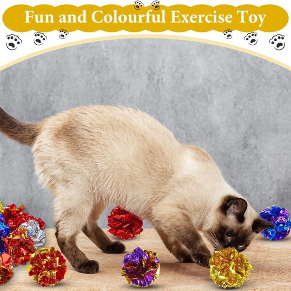 81FrX8TLhjL._SL1500_.jpg KUTKUT 12Pcs Crinkle Balls for Cats, Shiny and Stress Buster Crinkler, Suitable for Multiple Cats' Play, Ideal for Kittens and Grown-up Cats