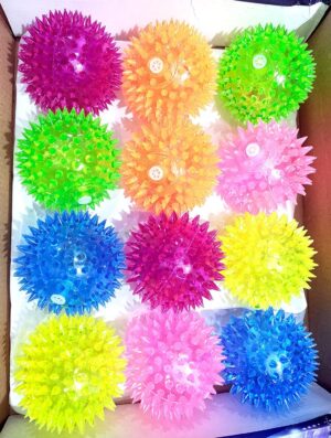 Dog Trust Spiked LED Whistle Squeaky Squeaker Sound Ball Puppy, Small Dog, Cat Pet Chew Playing Rubber Ball Toy (5 Pcs Pack)