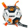 Synco Dog Football Black & White with Orange Holding Loops | Dog Balls for Large Breed | Pet Toys for Dogs | Dog Ball for Adult Dogs | Rubber Pet Balls | Suitable for All Dog Breeds & Sizes | Size- 3