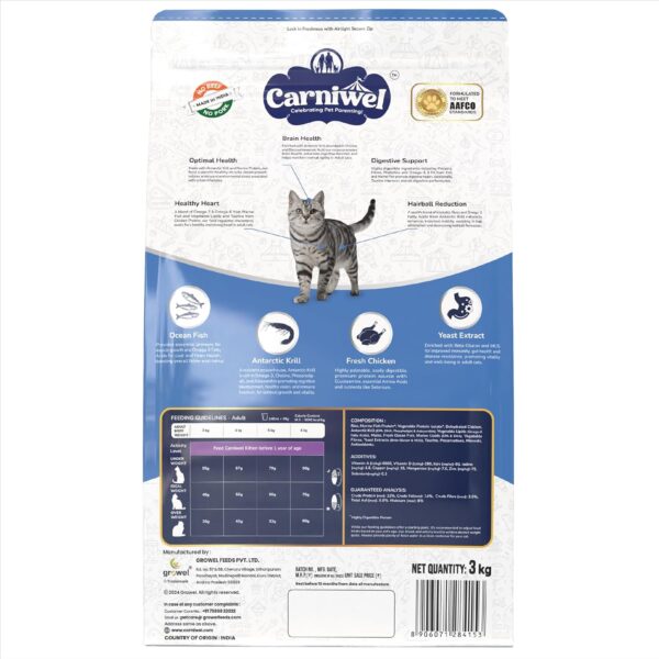 81IXrlJtVhL._SL1500_.jpg Ocean Fish & Antarctic Krill Adult Dry Cat Food 3 kg | Fresh & Natural Ingredients | Highly Palatable | Supports Healthy Skin & Glossy Coat | Premium Nutrition for Cats