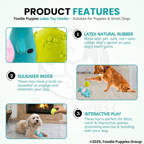 81JbvR-6mBL._SL1500_.jpg Foodie Puppies 2in1 Combo of Latex Squeaky Sound Chew Toy - (Blue Bull and Claw Ball) for Small Dogs & Puppies | Interactive Non - Toxic Durable Rubber Pet Toy for Training, Chewing and Playing