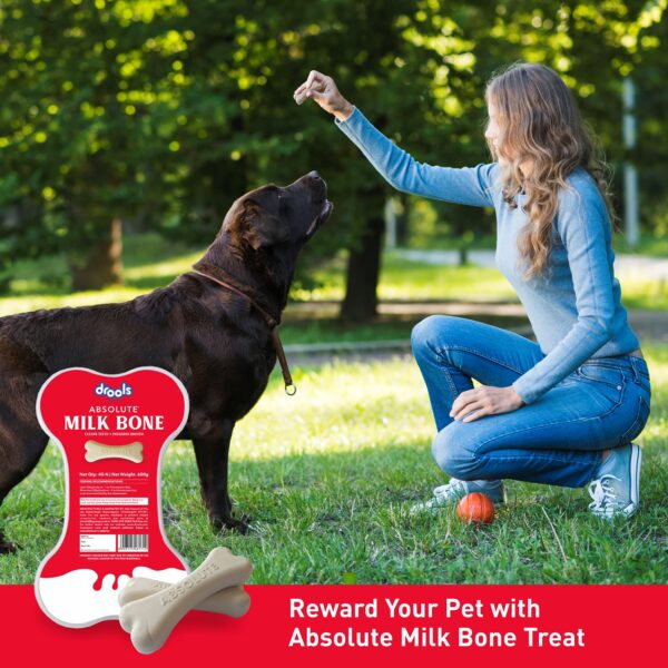 Drools Absolute Dog Bone Treats, Milk Flavour 600g 40peices Jar, All Life Stages
