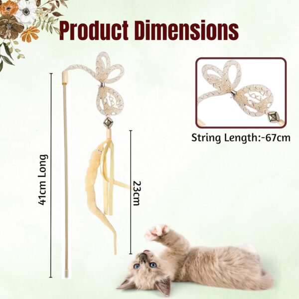 Foodie Puppies Interactive Plastic Cat Teaser Stick with Woolly Furry Tail Attachment Toy for Cats and Kittens | Indoor and Outdoor Play & Exercise | Size: 41cm