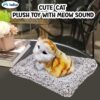 FunBlast Cute Cat Plush Toy with Meow Sound, Toy Accessories for Car Dashboard & Home Décor, Gift for Kids, Realistic Cat Pet Toys with Bed