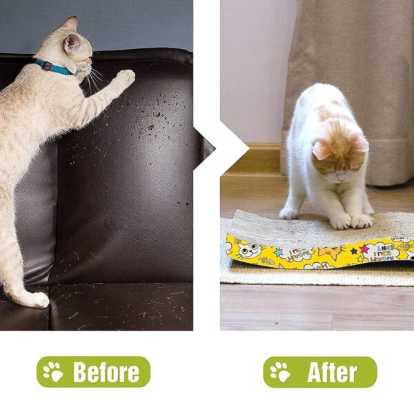 Emily Pets Cat Scratcher Cardboard 2 in 1 Reversible Scratching Pad Recyclable Corrugated Scratch Toy with Wave Shape & 10ML Catnip Cat Scratch Lounge for Furniture Protection Scratch Board