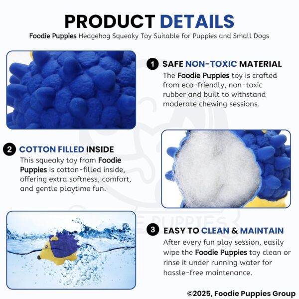 Foodie Puppies Interactive Non-Toxic Soft Latex Squeaky Chew Toy for Puppies and Small Dogs (Hedgehog - Small) | Chewing, Floating, Training, and Bouncing | Reduce Separation Anxiety