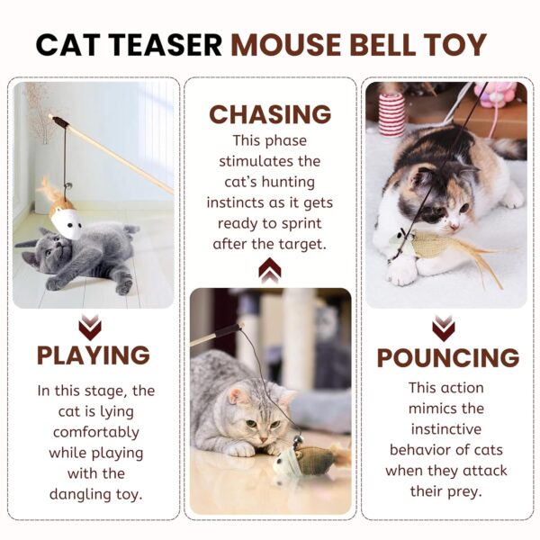 81KXK0VfnzL._SL1500_.jpg Foodie Puppies Cat Teaser Playing Stick Wooden Cat Wand Toy for Cats and Kittens - (Mouse-Bell - 40cm), Interactive Feather Toy, Wood Teaser Wands, Fun Catcher Cats Stick Toy, Kitty Activity Teaser