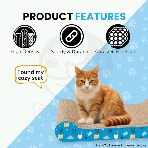 Foodie Puppies 2-in-1 Reversible Cat Scratcher Pad with Catnip for Cats & Kittens, (Couch Scratcher) | Durable Corrugated Cardboard Cat Scratching Board | Scratch Pad Furniture Protection, Play & Rest