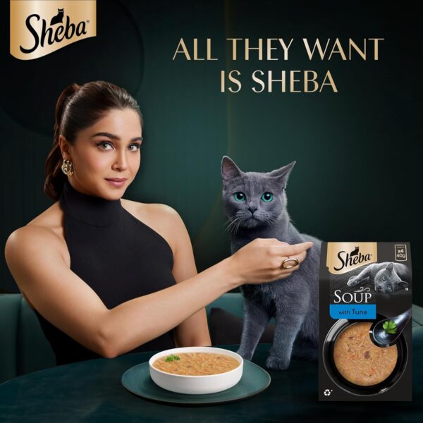 81LhQkrZTYL._SL1500_.jpg Sheba Soup with Tuna Adult Wet Cat Food, 160g (4 x 40g), Finely Sliced Pieces of Tuna in Smooth, Silky and Velvety Broth