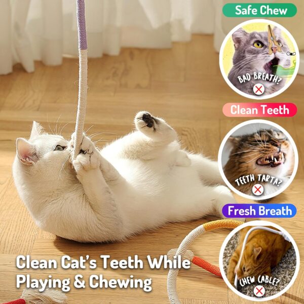 3Pcs Catnip Rope Toys, Durable Cotton Cat Playing Toys, Cat Chew Rope Toy, Natural Gall Fruit Catnip, Cotton Rope Interactive Kitten Toy for Teeth Cleaning & Boredom Relief