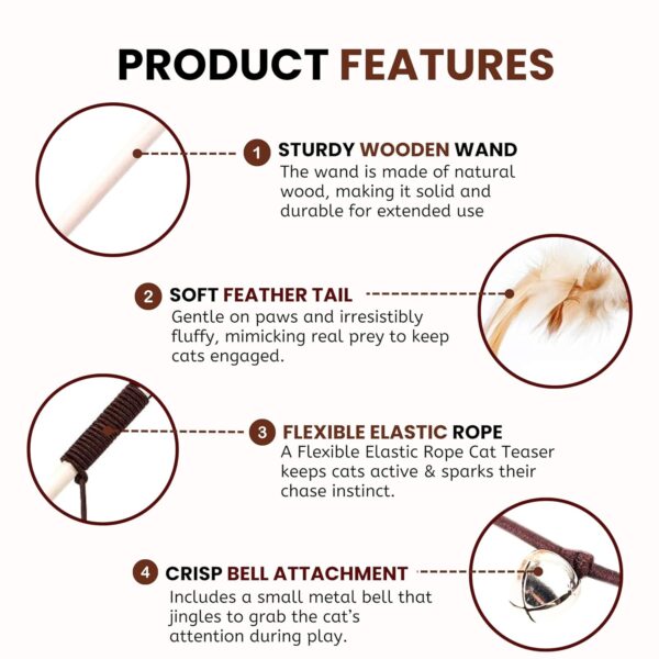 81NFYnkggL._SL1500_.jpg Foodie Puppies Cat Teaser Playing Stick Wooden Cat Wand Toy for Cats and Kittens - (Mouse-Bell - 40cm), Interactive Feather Toy, Wood Teaser Wands, Fun Catcher Cats Stick Toy, Kitty Activity Teaser