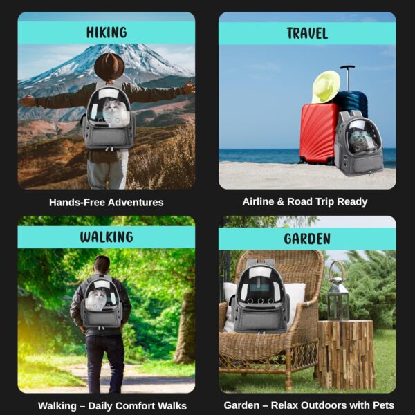 81PDsfu4PxL._SL1500_.jpg Buraq Bubble Transparent Window Cat Backpack Carrier, Breathable & Ventilated, Comfortable & Spacious for Cats, Durable & Stylish Design (Grey)