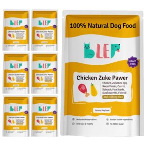 BLEP Healthy Dog Food for Adult & Puppies | Chicken Zucchini | Zero Preservatives | Wet Dog Food | Travel Packs | Complete Meal & Balanced Dog Food | 700g | 7 Packs of 100g