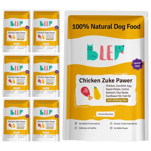 BLEP Healthy Dog Food for Adult & Puppies | Chicken BLEP Healthy Dog Food for Adult & Puppies | Chicken Zucchini | Zero Preservatives | Wet Dog Food | Travel Packs | Complete Meal & Balanced Dog Food | 700g | 7 Packs of 100g