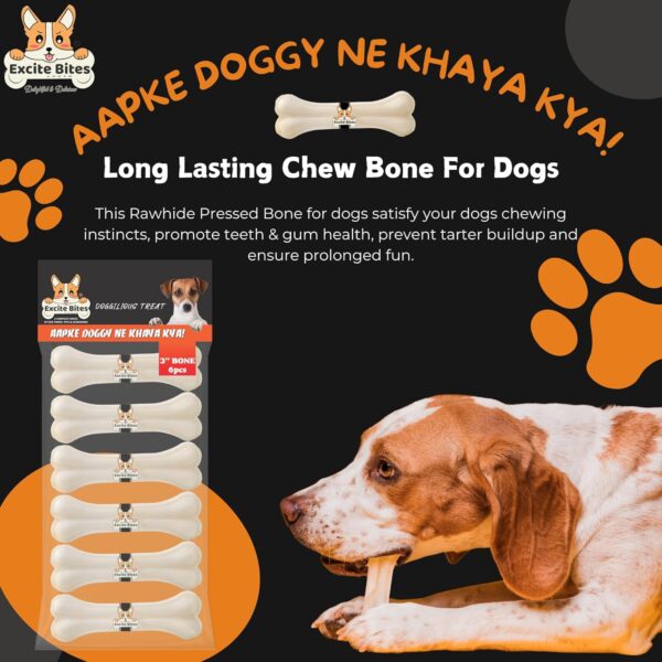 81QIE30RJRL._SL1500_.jpg All Life Stages Dog Rawhide Natural Bones (Dog Chews) (Size 3") (6Pcs)