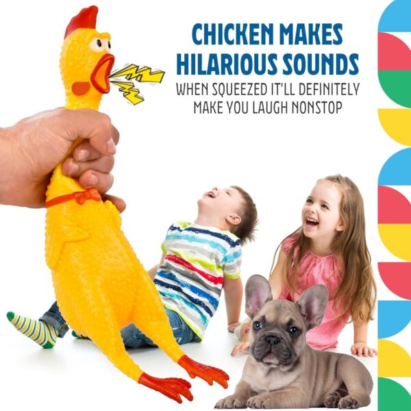 81QMpxEv4KL._SL1500_.jpg Emily Pets 1 Pack Chicken Dog Toy Screaming Chicken Toys Large Squeeze Chicken Noisemaker Dog Squeak Durable Toys for Pet Chew Gifts Prank Novelty Toy (Yellow, Small)