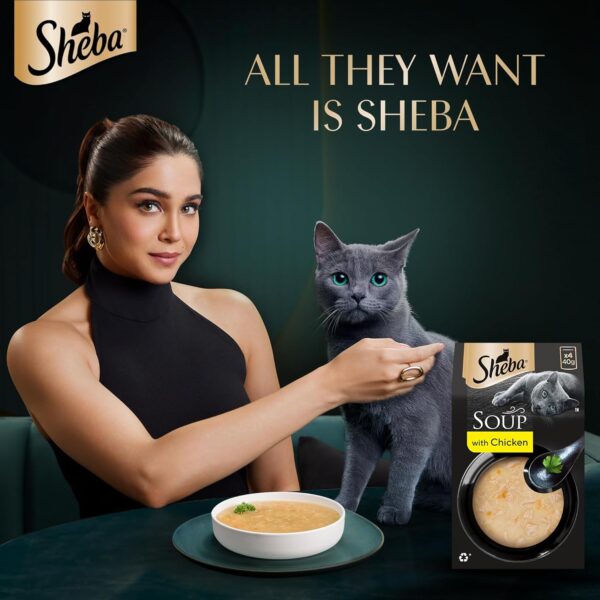 81R6zwlgqtL._SL1500_.jpg Sheba Soup with Chicken Adult Wet Cat Food, 160g (4 x 40g), Finely Sliced Pieces of Chicken in Smooth, Silky and Velvety Broth