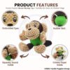 Foodie Puppies Interactive Dog Squeaky Plush Toy (Brown Monkey, Medium) | Crinkle Paper, Cotton-Stuffed, Rubber Vest Chew Toy for Teething, Cuddling, Playing & Training for Small to Medium Dogs