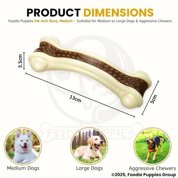 Foodie Puppies Durable Nylon Bone with Treat Chew Toy for Dogs (Arched Treat Bone - Medium) 13 cm | Non-Toxic, Safe & Long-Lasting | Ideal for Teething, Training & Aggressive Chewers of All Breeds