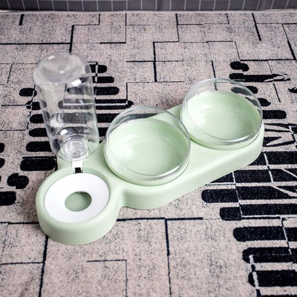81TNOcAWNtL._SL1500_.jpg Pet Water Dispenser - 3 in 1 Pet Double Bowls 2 Food Bowls 1 Water Feeder Set Food Feeder Set for Cats Puppy Small Dogs | Easy Cleaning with Waterer Bottle for Indoor for Cat Dog