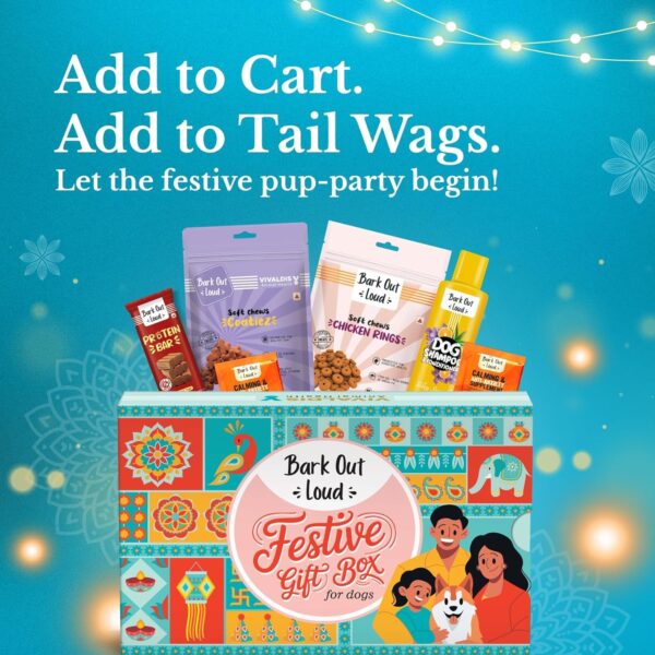 BARK OUT LOUD Festive Gift Box for Dogs | Premium Gift Hamper with Soft Chews, Shampoo, Supplements & Protein Bar | Ideal Gift for All Dog Breeds & Ages