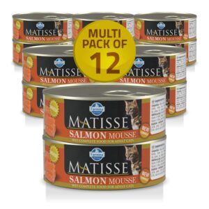 Farmina Matisse Cat Mousse Salmon | Wet Food | Complete & Balanced Nutrition | for Adult Cats | Fresh Ingredients for Delicious Taste|12 Cans x 0.080kg Each