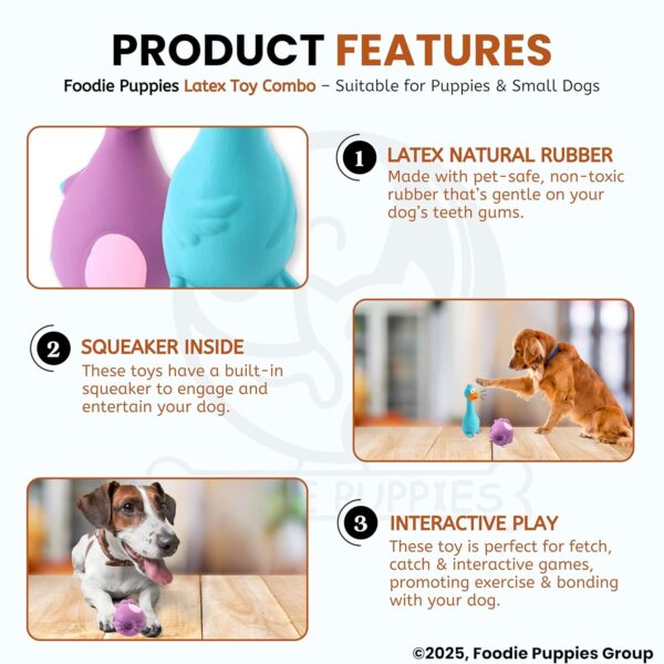 Foodie Puppies Latex Squeaky Dog Toys Combo - (Purple Elephant and Blue Duck) Animal Design, Fetch & Chew Safe Play Toy | Suitable for Cats, Kitten, Small to Medium Dogs & Puppies