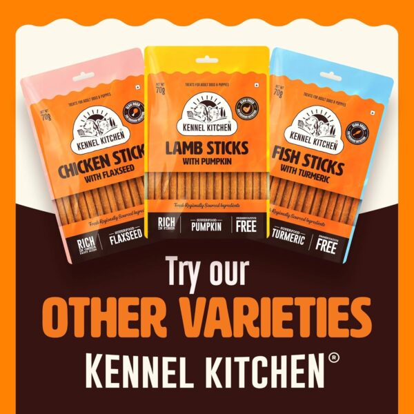 81ZtADh0TWL._SL1500_.jpg Kennel Kitchen Milk Sticks with Flaxseed Dog Treats, 100g | Calcium and Fibre Rich Soft Dog Chew Stick | Dog Treats for Adult Dogs and Puppies | Preservative Free | No Added Colours