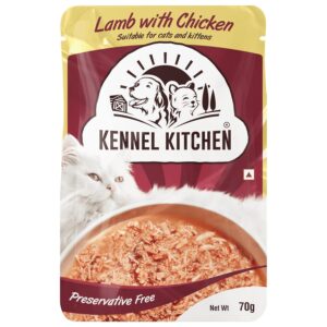 Kennel Kitchen Lamb with Chicken in Gravy, 70g (Pack of 12) | Wet Cat Food for Adult Cats and Kittens | Premium Cat Gravies with Natural Ingredients | Preservative Free