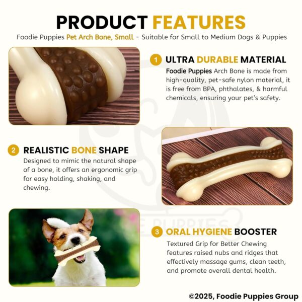 Foodie Puppies Durable Nylon Bone with Treat Chew Toy for Dogs (Arched Treat Bone - Small) 10.5 cm | Non-Toxic, Safe & Long-Lasting | Ideal for Teething, Training & Aggressive Chewers of All Breeds