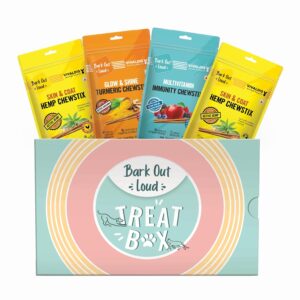 BARK OUT LOUD By Vivaldis - Perfect Treat Stick Gift BARK OUT LOUD By Vivaldis - Perfect Treat Stick Gift Box For Dog And Cat, Contains 4 Delicious Dog Treats For All Life Stages, Chicken Flavor (Pack Of 4)